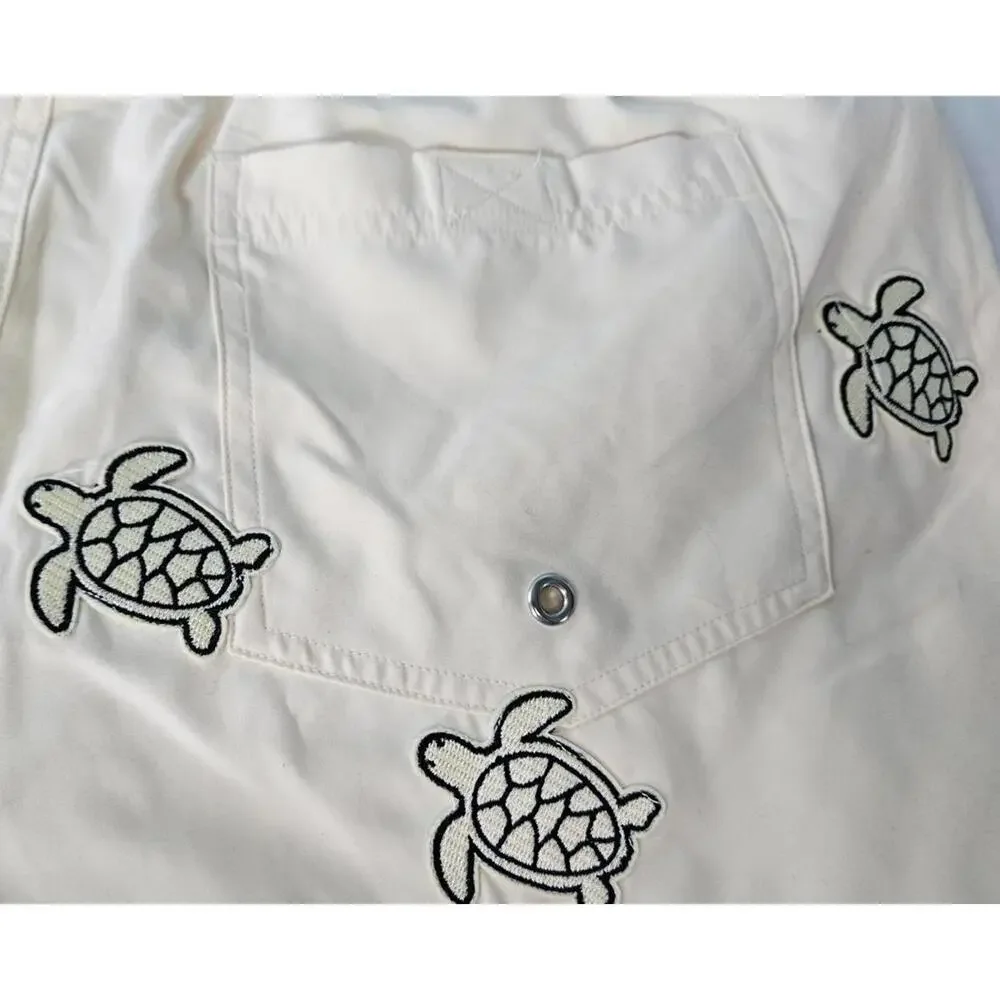 Patch Men's Butter Yellow Turtle‎ Swim Novelty Shorts Resortwear Coastal Vibes